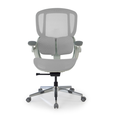 sedia ergonomica bianco grigio erghos one senza poggiatesta rete transpirante braccioli regolabili 3d doppio supporto lombare 10