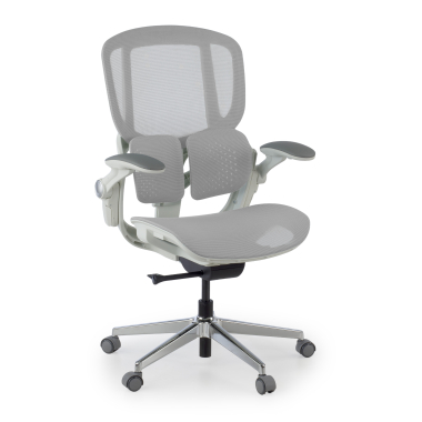sedia ergonomica bianco grigio erghos one senza poggiatesta rete transpirante braccioli regolabili 3d doppio supporto lombare 1