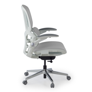 sedia ergonomica bianco grigio erghos one senza poggiatesta rete transpirante braccioli regolabili 3d doppio supporto lombare 3