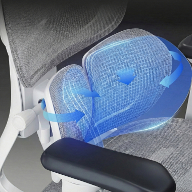 sedia ergonomica bianco grigio erghos one senza poggiatesta rete transpirante braccioli regolabili 3d doppio supporto lombare 7