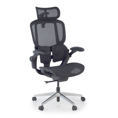 sedia ergonomica nero erghos one con poggiatesta rete transpirante braccioli regolabili 3d doppio supporto lombare poggiatesta 1
