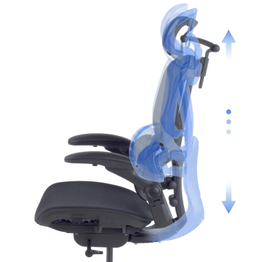 sedia ergonomica nero erghos one con poggiatesta rete transpirante braccioli regolabili 3d doppio supporto lombare poggiatesta 9
