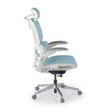 sedia ergonomica bianco blu erghos one con poggiatesta rete transpirante braccioli regolabili 3d doppio supporto lombare poggiatesta 15