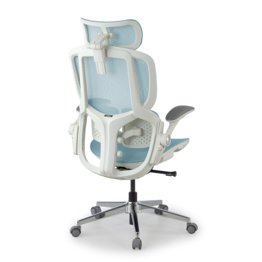sedia ergonomica bianco blu erghos one con poggiatesta rete transpirante braccioli regolabili 3d doppio supporto lombare poggiatesta 12