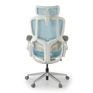 sedia ergonomica bianco blu erghos one con poggiatesta rete transpirante braccioli regolabili 3d doppio supporto lombare poggiatesta 11