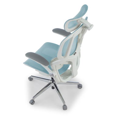 sedia ergonomica bianco blu erghos one con poggiatesta rete transpirante braccioli regolabili 3d doppio supporto lombare poggiatesta 13