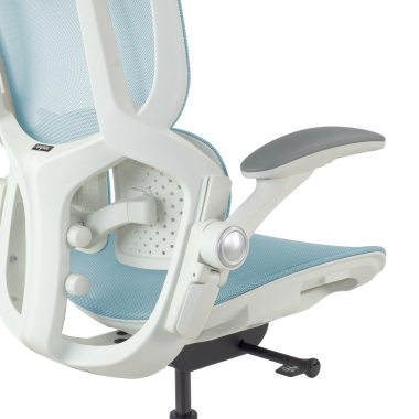 sedia ergonomica bianco blu erghos one con poggiatesta rete transpirante braccioli regolabili 3d doppio supporto lombare poggiatesta 14