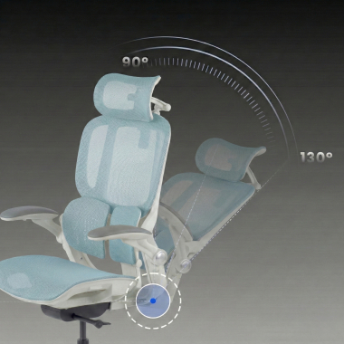sedia ergonomica bianco blu erghos one con poggiatesta rete transpirante braccioli regolabili 3d doppio supporto lombare poggiatesta 10