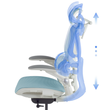 sedia ergonomica bianco blu erghos one con poggiatesta rete transpirante braccioli regolabili 3d doppio supporto lombare poggiatesta 9