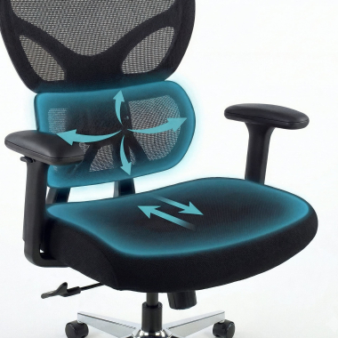 sedia ergonomica nero erghos air tessuto braccioli regolabili 3d supporto lombare poggiatesta 6