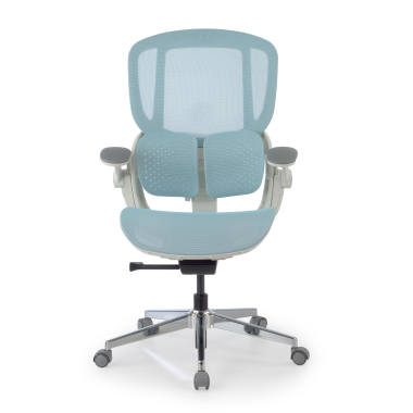 sedia ergonomica bianco blu erghos one senza poggiatesta rete transpirante braccioli regolabili 3d doppio supporto lombare 10