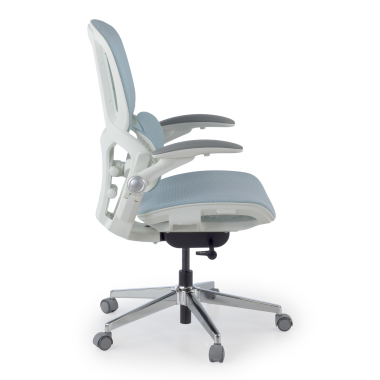 sedia ergonomica bianco blu erghos one senza poggiatesta rete transpirante braccioli regolabili 3d doppio supporto lombare 3