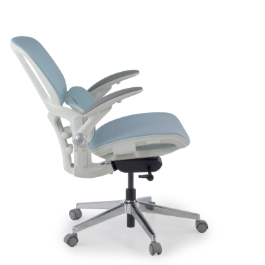 sedia ergonomica bianco blu erghos one senza poggiatesta rete transpirante braccioli regolabili 3d doppio supporto lombare 4