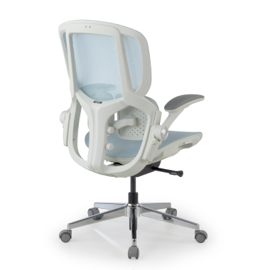 sedia ergonomica bianco blu erghos one senza poggiatesta rete transpirante braccioli regolabili 3d doppio supporto lombare 11