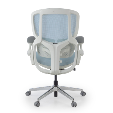 sedia ergonomica bianco blu erghos one senza poggiatesta rete transpirante braccioli regolabili 3d doppio supporto lombare 12