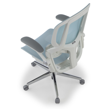 sedia ergonomica bianco blu erghos one senza poggiatesta rete transpirante braccioli regolabili 3d doppio supporto lombare 13