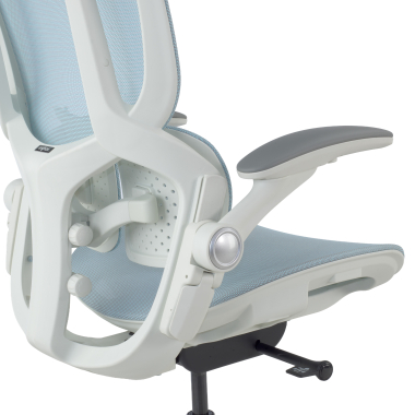 sedia ergonomica bianco blu erghos one senza poggiatesta rete transpirante braccioli regolabili 3d doppio supporto lombare 14