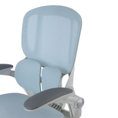 sedia ergonomica bianco blu erghos one senza poggiatesta rete transpirante braccioli regolabili 3d doppio supporto lombare 15