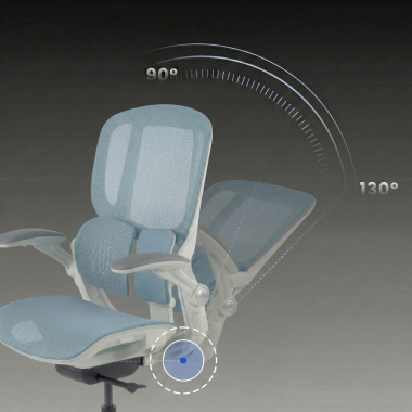 sedia ergonomica bianco blu erghos one senza poggiatesta rete transpirante braccioli regolabili 3d doppio supporto lombare 9