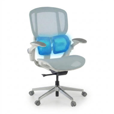 sedia ergonomica bianco blu erghos one senza poggiatesta rete transpirante braccioli regolabili 3d doppio supporto lombare 6