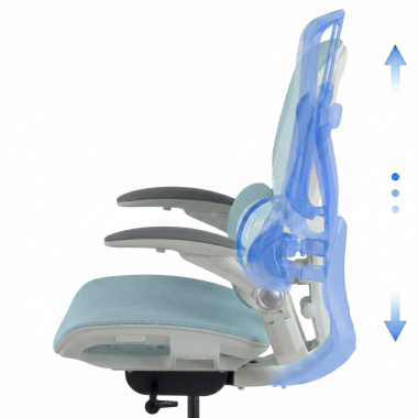 sedia ergonomica bianco blu erghos one senza poggiatesta rete transpirante braccioli regolabili 3d doppio supporto lombare 8