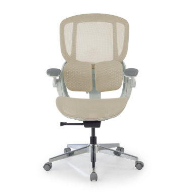 sedia ergonomica beige erghos one senza poggiatesta rete transpirante braccioli regolabili 3d doppio supporto lombare 10