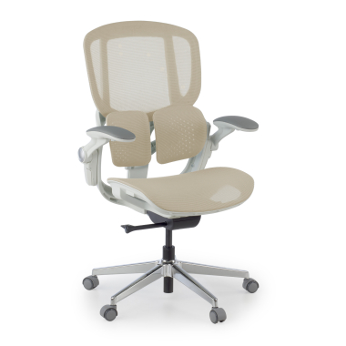 sedia ergonomica beige erghos one senza poggiatesta rete transpirante braccioli regolabili 3d doppio supporto lombare 1