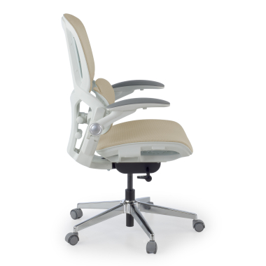 sedia ergonomica beige erghos one senza poggiatesta rete transpirante braccioli regolabili 3d doppio supporto lombare 3
