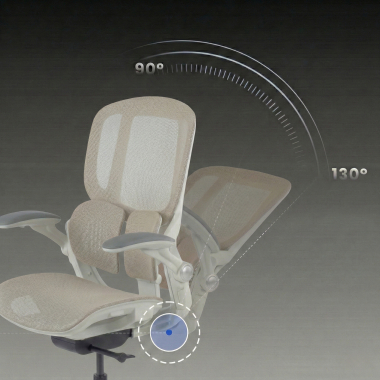sedia ergonomica beige erghos one senza poggiatesta rete transpirante braccioli regolabili 3d doppio supporto lombare 9