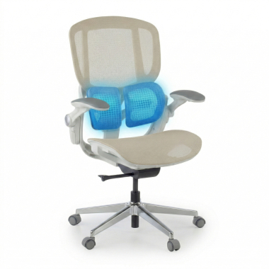 sedia ergonomica beige erghos one senza poggiatesta rete transpirante braccioli regolabili 3d doppio supporto lombare 6
