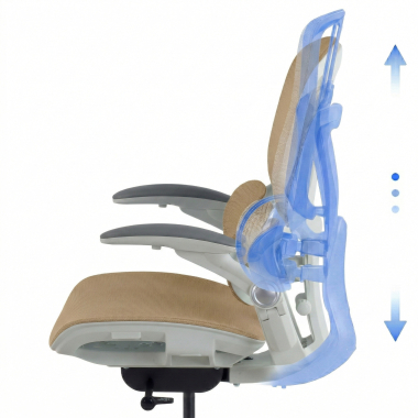 sedia ergonomica beige erghos one senza poggiatesta rete transpirante braccioli regolabili 3d doppio supporto lombare 8