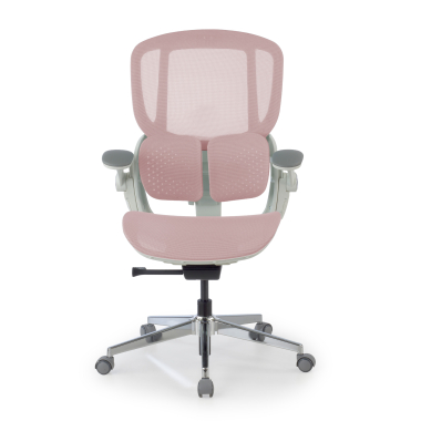 sedia ergonomica bianco rosa erghos one senza poggiatesta rete transpirante braccioli regolabili 3d doppio supporto lombare 10