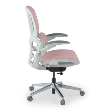 sedia ergonomica bianco rosa erghos one senza poggiatesta rete transpirante braccioli regolabili 3d doppio supporto lombare 3