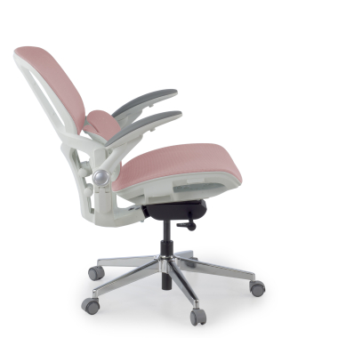 sedia ergonomica bianco rosa erghos one senza poggiatesta rete transpirante braccioli regolabili 3d doppio supporto lombare 4