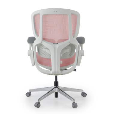 sedia ergonomica bianco rosa erghos one senza poggiatesta rete transpirante braccioli regolabili 3d doppio supporto lombare 12