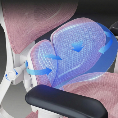 sedia ergonomica bianco rosa erghos one senza poggiatesta rete transpirante braccioli regolabili 3d doppio supporto lombare 7