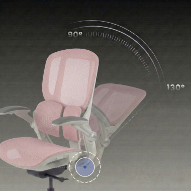sedia ergonomica bianco rosa erghos one senza poggiatesta rete transpirante braccioli regolabili 3d doppio supporto lombare 9