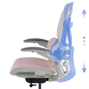 sedia ergonomica bianco rosa erghos one senza poggiatesta rete transpirante braccioli regolabili 3d doppio supporto lombare 8