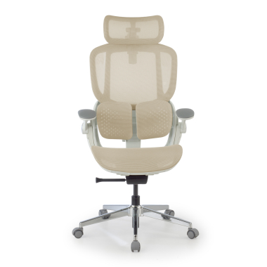 sedia ergonomica beige erghos one con poggiatesta rete transpirante braccioli regolabili 3d doppio supporto lombare poggiatesta 11
