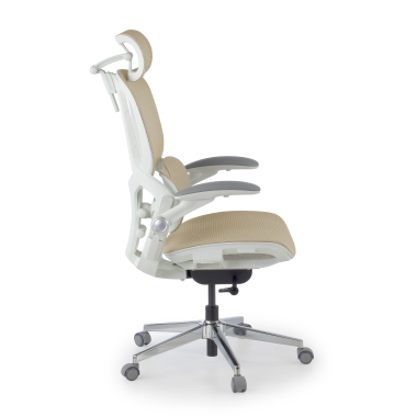 sedia ergonomica beige erghos one con poggiatesta rete transpirante braccioli regolabili 3d doppio supporto lombare poggiatesta 3
