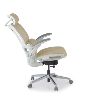 sedia ergonomica beige erghos one con poggiatesta rete transpirante braccioli regolabili 3d doppio supporto lombare poggiatesta 4