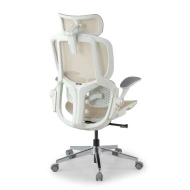 sedia ergonomica beige erghos one con poggiatesta rete transpirante braccioli regolabili 3d doppio supporto lombare poggiatesta 5