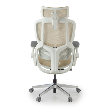 sedia ergonomica beige erghos one con poggiatesta rete transpirante braccioli regolabili 3d doppio supporto lombare poggiatesta 12