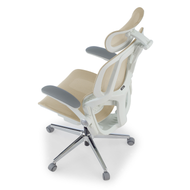 sedia ergonomica beige erghos one con poggiatesta rete transpirante braccioli regolabili 3d doppio supporto lombare poggiatesta 13