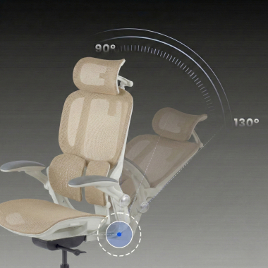 sedia ergonomica beige erghos one con poggiatesta rete transpirante braccioli regolabili 3d doppio supporto lombare poggiatesta 9