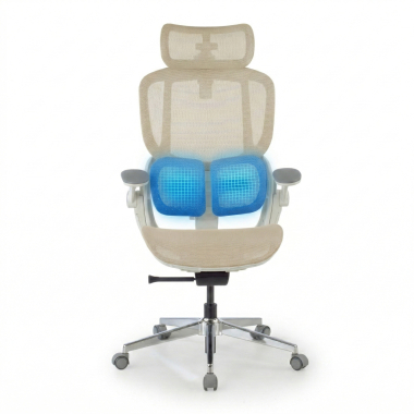 sedia ergonomica beige erghos one con poggiatesta rete transpirante braccioli regolabili 3d doppio supporto lombare poggiatesta 7
