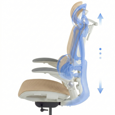 sedia ergonomica beige erghos one con poggiatesta rete transpirante braccioli regolabili 3d doppio supporto lombare poggiatesta 10