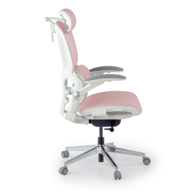 sedia ergonomica bianco rosa erghos one con poggiatesta rete transpirante braccioli regolabili 3d doppio supporto lombare poggiatesta 3