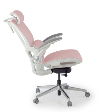 sedia ergonomica bianco rosa erghos one con poggiatesta rete transpirante braccioli regolabili 3d doppio supporto lombare poggiatesta 4
