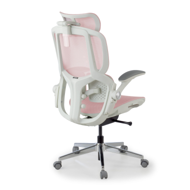 sedia ergonomica bianco rosa erghos one con poggiatesta rete transpirante braccioli regolabili 3d doppio supporto lombare poggiatesta 5